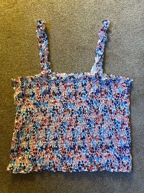 Old Navy Smocked Floral Tank Top - Blue & Red